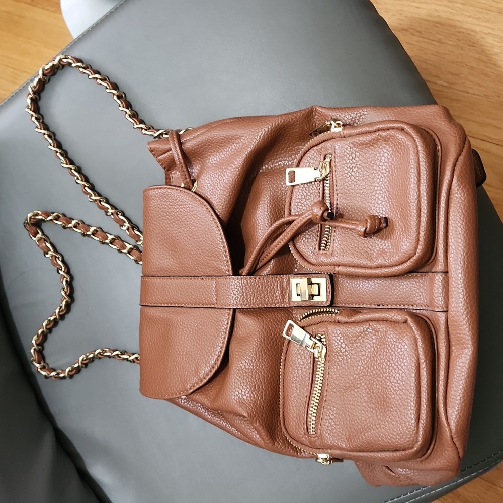 Steve Madden pebbled backpack with chain straps